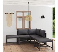 Set de muebles de jardín 6 pzas y cojines ratán sintético gris