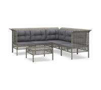 Set de muebles de jardín 6 pzas y cojines ratán sintético gris vidaxl