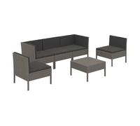 Set de muebles de jardín 6 pzas y cojines ratán sintético gris vidaxl