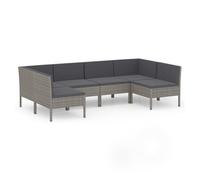 Set de muebles de jardín 6 pzas y cojines ratán sintético gris vidaxl 69 cm
