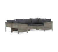 Set de muebles de jardín 6 pzas y cojines ratán sintético gris vidaxl