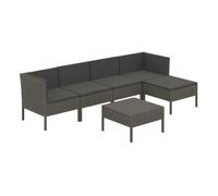 Set de muebles de jardín 6 pzas y cojines ratán sintético gris vidaxl 69 cm