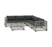 Set de muebles de jardín 6 pzas y cojines ratán sintético gris vidaxl
