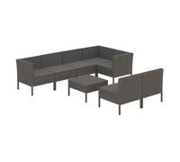 Set de muebles de jardín 8 pzas y cojines ratán sintético gris vidaxl