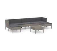 Set de muebles de jardín 8 pzas y cojines ratán sintético gris vidaxl 69 cm