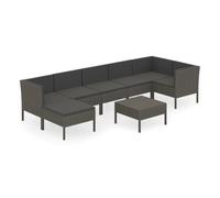 Set de muebles de jardín 8 pzas y cojines ratán sintético gris vidaxl