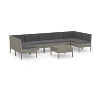 Set de muebles de jardín 8 pzas y cojines ratán sintético gris vidaxl