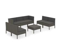 Set de muebles de jardín 8 pzas y cojines ratán sintético gris vidaxl