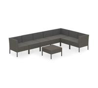 Set de muebles de jardín 8 pzas y cojines ratán sintético gris vidaxl 69 cm