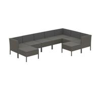 Set de muebles de jardín 9 pzas y cojines ratán sintético gris vidaxl 69 cm