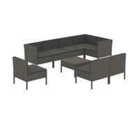 Set de muebles de jardín 9 pzas y cojines ratán sintético gris vidaxl