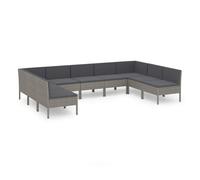 Set de muebles de jardín 9 pzas y cojines ratán sintético gris vidaxl