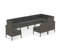 Set de muebles de jardín 9 pzas y cojines ratán sintético gris vidaxl