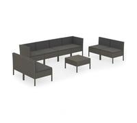 Set de muebles de jardín 9 pzas y cojines ratán sintético gris vidaxl