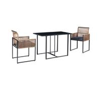 Set de muebles de jardín accadia 3 piezas acero/cuerda - negro/marrón [casa.pro]