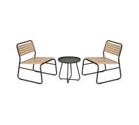 Set de muebles de jardín brienza poliratán ø45x45 cm - beige/negro [casa.pro]
