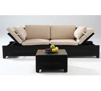 Set de muebles de jardín de resina de Côté Lounge: Negro y crudo