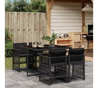 Set de muebles jardín 5 pzas con cojines ratán sintético negro