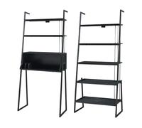 Set de muebles 'storfjord' 2 piezas: 1x escritorio 1x estantería de pie metal - negro [en.casa] 80 cm