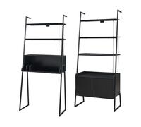 Set de muebles 'storfjord' 2 piezas: 1x escritorio 1x estantería escalonada metal - negro [en.casa]