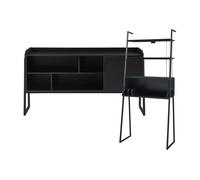 Set de muebles 'storfjord' 2 piezas: 1x escritorio 1x mueble tv metal - negro [en.casa] 34 cm