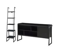 Set de muebles 'storfjord' 2 piezas: 1x estantería de pie 1x mesa tv metal - negro [en.casa] 63 cm