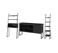 Set de muebles 'storfjord' 3 piezas: 1x escritorio 1 x estantería 1x mesa tv metal - negro [en.casa]