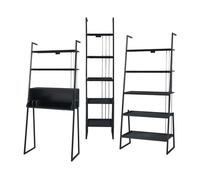 Set de muebles 'storfjord' 3 piezas: 1x escritorio y 2x estanterías escalonadas metal - negro [en.casa]