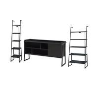Set de muebles 'storfjord' 3 piezas: 2x estanterías escaleras 1x mesa tv metal - negro [en.casa] 63 cm
