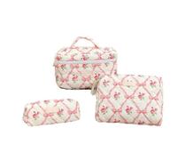 Set de neceseres Acolchados de algodón - Organizador de cosméticos de Gran Capacidad para Mujer y niñas - Portátil y estilizado, Ideal para Viaje, Camping y Uso Diario - 3 tamaños incluidos - Color
