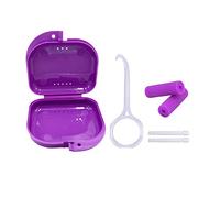 Set de ortodoncia invisible (paquete de 4) - Una herramienta de extracción de alineador | Una caja de retención | Dos asientos de bandeja Aligner masticables, accesorios de cuidado oral (morado)