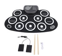 Set de pads electrónicos para batería enrollables, kit de batería eléctrica inalámbrica recargable con altavoz integrado y doble pedal, tambor de práctica de silicona para