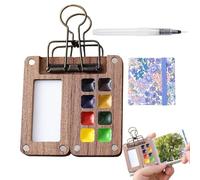 Set de Paleta de Acuarela: Organizador de Pintura liviano, Mini Bandeja de cuadrícula | Viajes amigables con Compartimentos de Madera para Acuarelas de Plein Air, revistas de Arte de Senderismo o