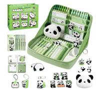 Set de papelería: broches de bolígrafos de notas, linda estuche de almacenamiento de panda | Estudiantes Diversión de la caja de regalo del colgante de animales, suministros de escuelas creativas para