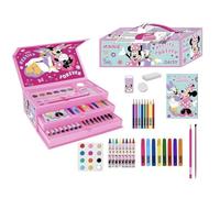 Set de Papelería Coloreable Caja Minnie - Estuche Completo para Niñas con Lápices de Colores, Rotuladores y Accesorios Escolares Decorados con Minnie Mouse para Dibujar, Pintar y Aprender