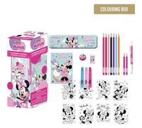 Set de Papelería Coloreable Caja Minnie - Estuche Completo para Niñas con Lápices de Colores, Rotuladores y Accesorios Escolares Decorados con Minnie Mouse para Dibujar, Pintar y Aprender