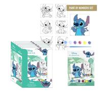 Set de Papelería Coloreable Stitch Disney Niños y Niñas - Kit Manualidades Paint by Numbers con Láminas para Colorear, Pincel y Pinturas, 100% Papel, Actividades Creativas