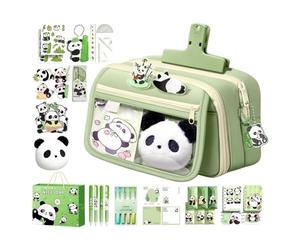 Set de Papelería con Diseño de Panda,Papelería Escolar con Tema de Panda,Estuche de Gran Capacidad para Bolígrafos - para Salón de Clases, Niños y Niñas, Cumpleaños, Navidad, y Temporada de Vu