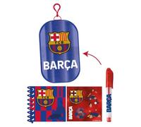 Set de Papelería con Estuche Peluche FC Barcelona Niños - Talla Única, Incluye Cuaderno y Bolígrafo, Diseño Barça Rojo y Azul con Escudo, Licencia Oficial para Colegio y Regalo