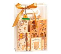 Set de Papelería de Capibara para Niños, Kit de Material Escolar Completo para la Vuelta al Cole con Estuche Capibara, Cuaderno y Bolígrafos, Regalo de Cumpleaños Kawaii y Accesorios Escolares