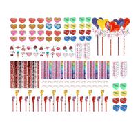 Set de Papelería de San Valentín Corazón con Pegatinas, Tarjetas y Lápices