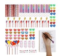 Set de Papelería de San Valentín Corazón con Pegatinas, Tarjetas y Lápices