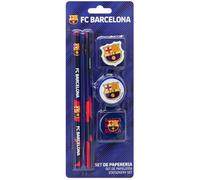 Set de Papelería del Barcelona FC Incluye 2 Lápices, 1 Sacapuntas, 2 Gomas de Borrar con el Escudo del Club Barça Barça Barça Material Escolar | Producto Oficial