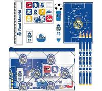 Set de papelería escolar con estuche EVA Real Madrid kit oficial con accesorios básicos organizados - Estuche Real Madrid rígido con lápices, reglas y más durabilidad y diseño merengue para uso diario