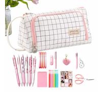 Set de papelería Estética De Gran Capacidad Con 6 Bolígrafos Gel Incluidos | Estuche portabolígrafos para chicas adolescentes, estudiantes de escuela, instituto y universidad, para