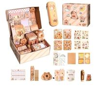 Set de Papelería - Estuche de Capibara - Materiales para la Vuelta al Cole con Cuadernos, Notas Adhesivas, Pegatinas, Lápices y Más Artículos de Papelería