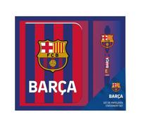 Set de Papelería FC Barcelona Barça para Niños y Niñas - Talla Única, Color Azul Marino, Libreta y Bolígrafo con Escudo FCB, Licencia Oficial, Ideal para Colegio y Regalo
