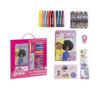 Set de Papeleria Inspirado en Barbie - Color Rosa - 30 x 30 x 2.5 cm - Incluye Cuaderno con Hojas coloreables, rotuladores, Pegatinas y Mucho más - Producto Original Diseñado en España