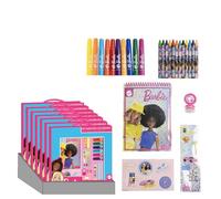 Set de Papeleria Inspirado en Barbie - Color Rosa - 30 x 30 x 2.5 cm - Incluye Cuaderno con Hojas coloreables, rotuladores, Pegatinas y Mucho más - Producto Original Diseñado en España