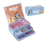 Set de Papeleria Inspirado en Bluey - Color Azul - 26 X 10 X 13 Cm - Incluye Maletín con Todo Lo Necesario para Colorear - Producto Original Diseñado en España